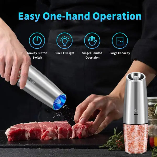 Garderion Electric Salt and Pepper Grinder Set - USB Rechargeable, Adjustable Coarseness Garderion