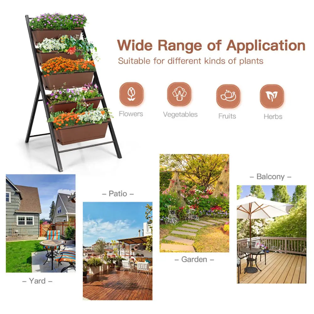 Garderion 5-Tier Vertical Garden Planter - Elevated Raised Bed with 5 Containers Garderion