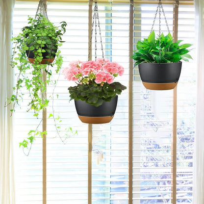 Garderion 4Pcs Hanging Planters with Self-Watering Tray & Drainage Garderion