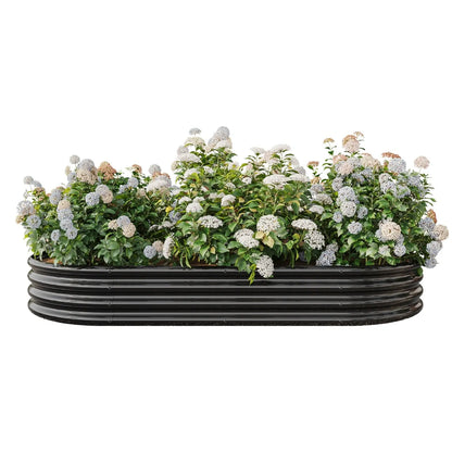 Garderion Oval Metal Elevated Garden Bed - Large Raised Planter for Vegetables & Flowers Garderion