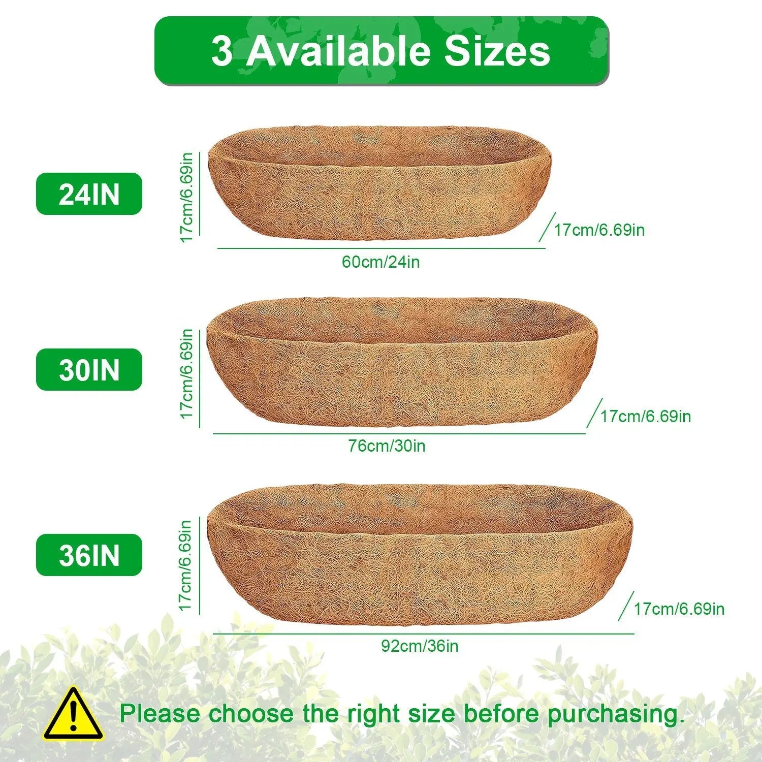 Garderion 3Pcs Coco Liners for Planters | Coconut Fiber Window Box Replacement Garderion