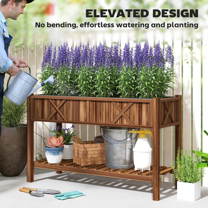 Garderion Raised Garden Bed with Shelf & Drainage Holes Garderion