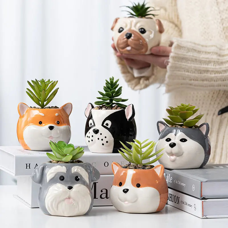 Garderion Ceramic Cartoon Animal Flowerpot – Cute Home Planter Garderion