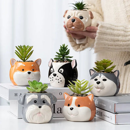 Garderion Ceramic Cartoon Animal Flowerpot – Cute Home Planter Garderion