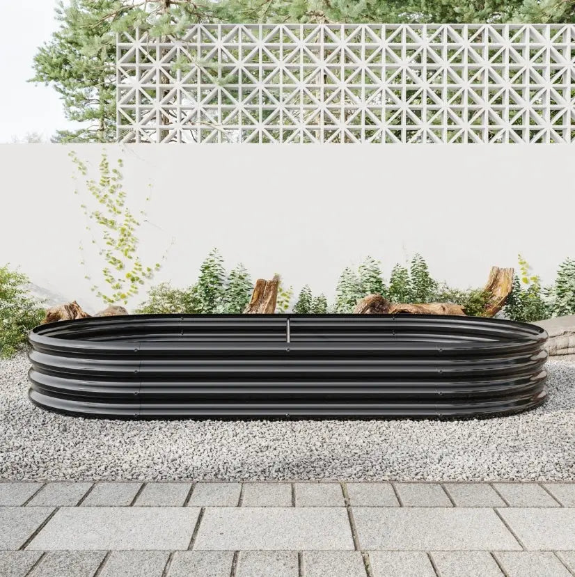 Garderion Oval Metal Elevated Garden Bed - Large Raised Planter for Vegetables & Flowers Garderion