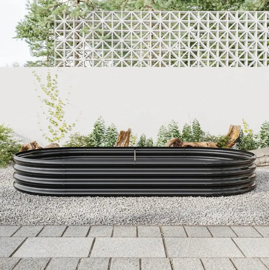 Garderion Oval Metal Elevated Garden Bed - Large Raised Planter for Vegetables & Flowers Garderion