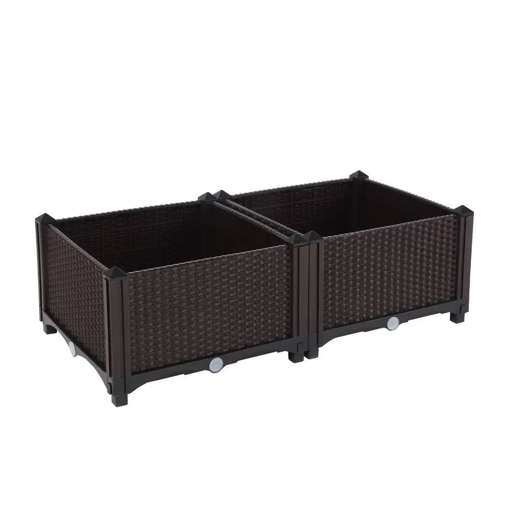 Garderion 2PCS Brown Free Splicing Rattan Planter Boxes Garderion