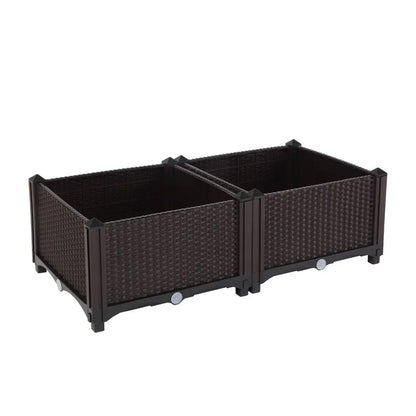 Garderion 2PCS Brown Free Splicing Rattan Planter Boxes Garderion