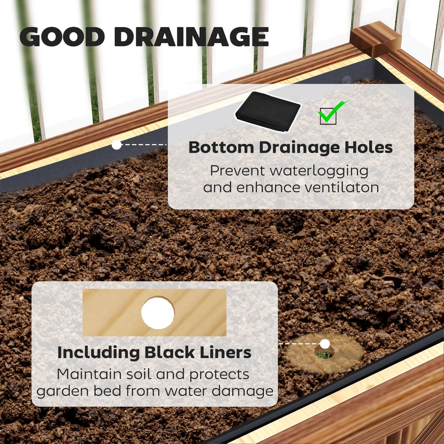 Garderion Raised Garden Bed with Shelf & Drainage Holes Garderion