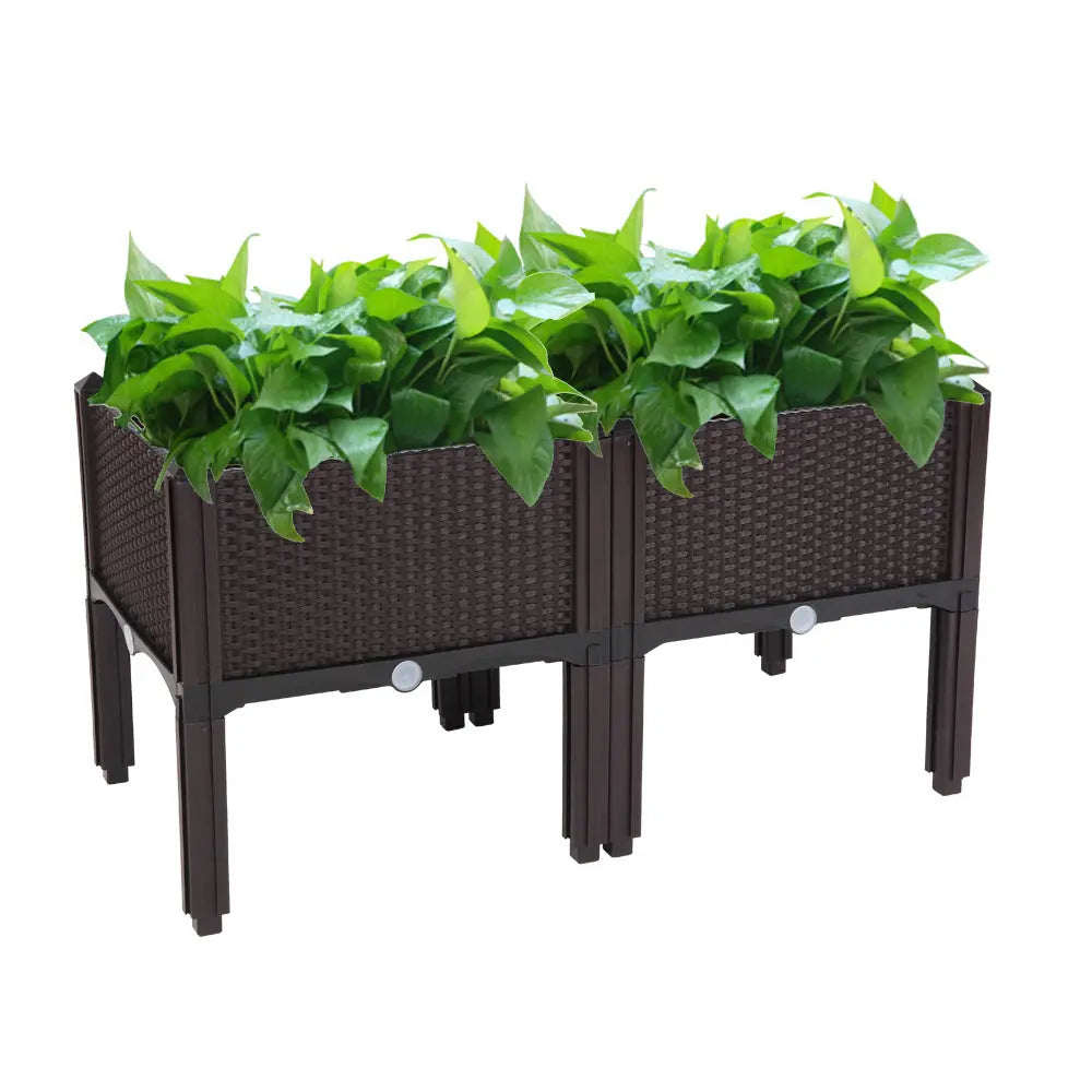 Garderion 2PCS Brown Free Splicing Rattan Planter Boxes Garderion