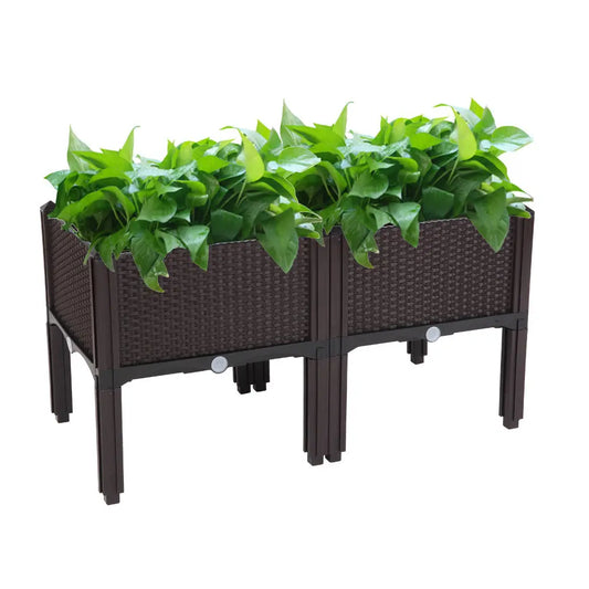 Garderion 2PCS Brown Free Splicing Rattan Planter Boxes Garderion