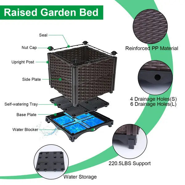 Garderion Elevated Garden Flowerpot - Self-Watering Raised Planter for Outdoor Plants Garderion