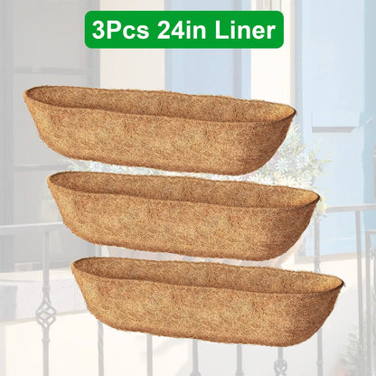 Garderion 3Pcs Coco Liners for Planters | Coconut Fiber Window Box Replacement Garderion
