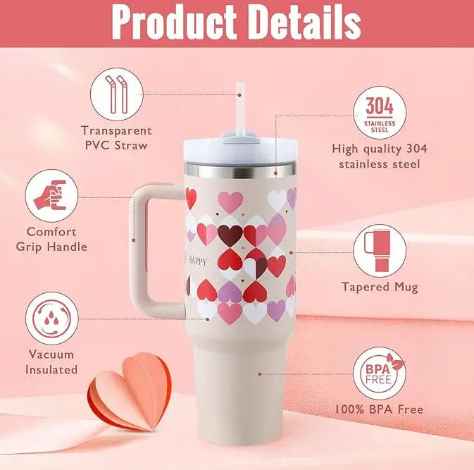 Garderion 40oz Insulated Tumbler with Handle & Straw Garderion