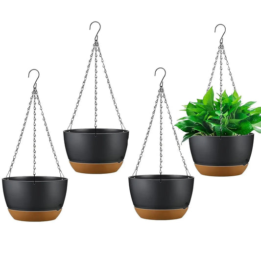 Garderion 4Pcs Hanging Planters with Self-Watering Tray & Drainage Garderion