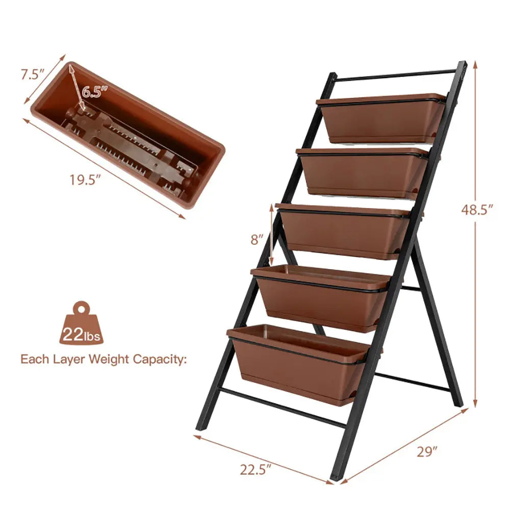 Garderion 5-Tier Vertical Garden Planter - Elevated Raised Bed with 5 Containers Garderion