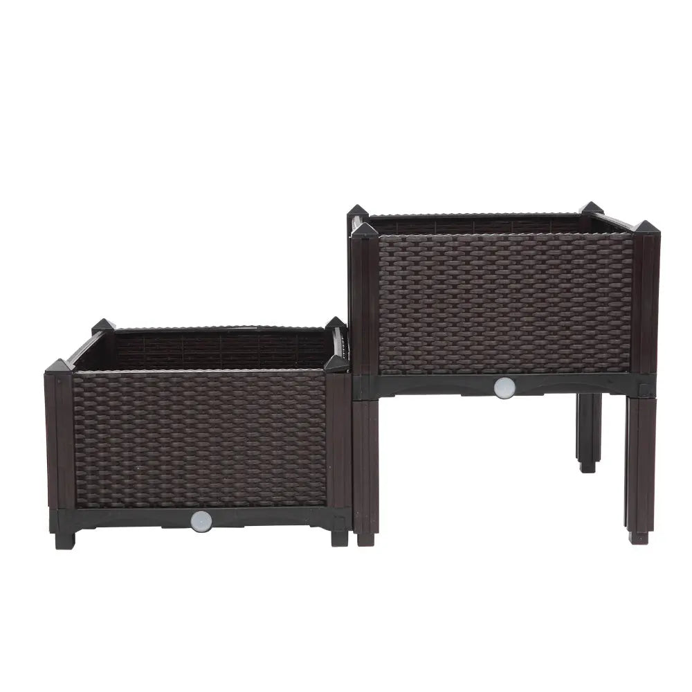 Garderion 2PCS Brown Free Splicing Rattan Planter Boxes Garderion